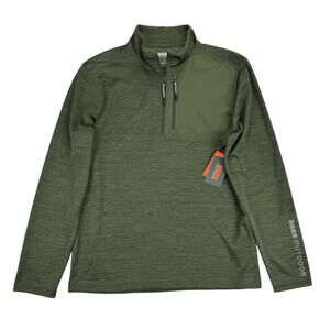 Bass Outdoor Mens 1/4-Zip Pullover Lightweight Sweater Dark Green S